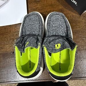 Stylish Kids Moccasins in Gray and Neon Green